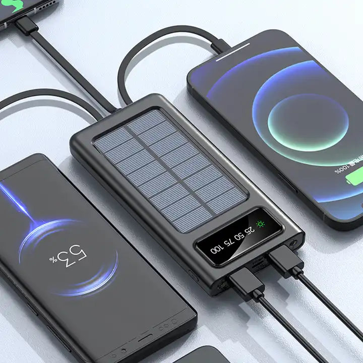 Solar Power Bank 20000mAh, Fast Charging Built in Cable ( UAE Delivery Time: 1-3 Days )